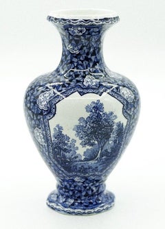 Blaue Porzellanvase, Franz Anton Mehlem, Bonn, Deutschland, frühe 1900