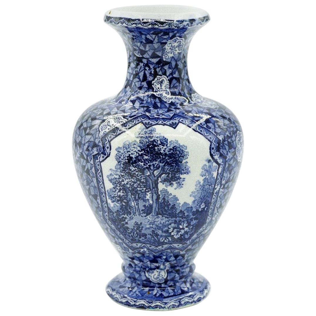 Blue Porcelain Vase, Franz Anton Mehlem, Bonn, Germany, Early 1900