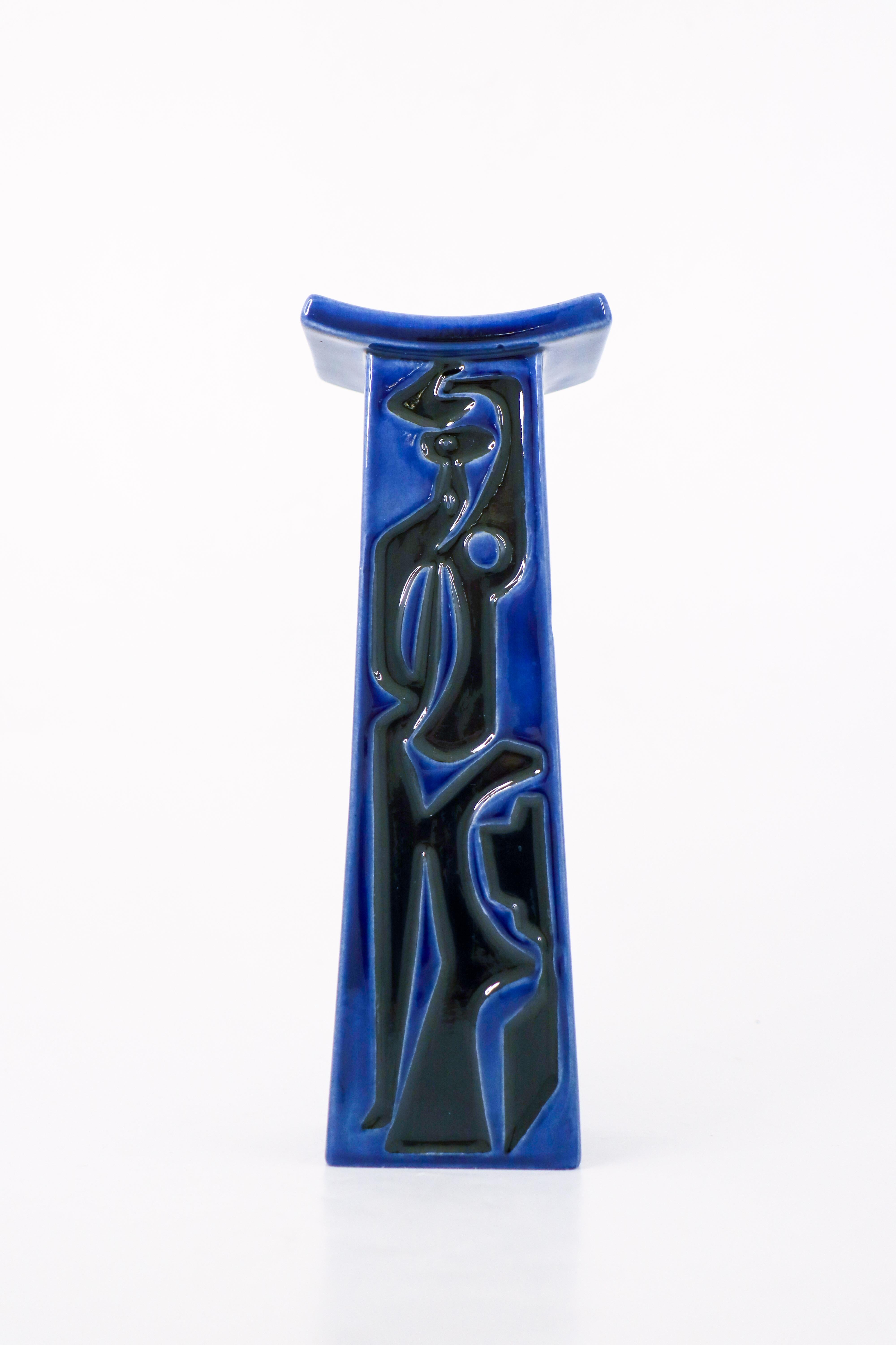 Suédois Vase en porcelaine bleue - Harris - Carl-Harry Stålhane Rörstrand Midcentury Vintage en vente