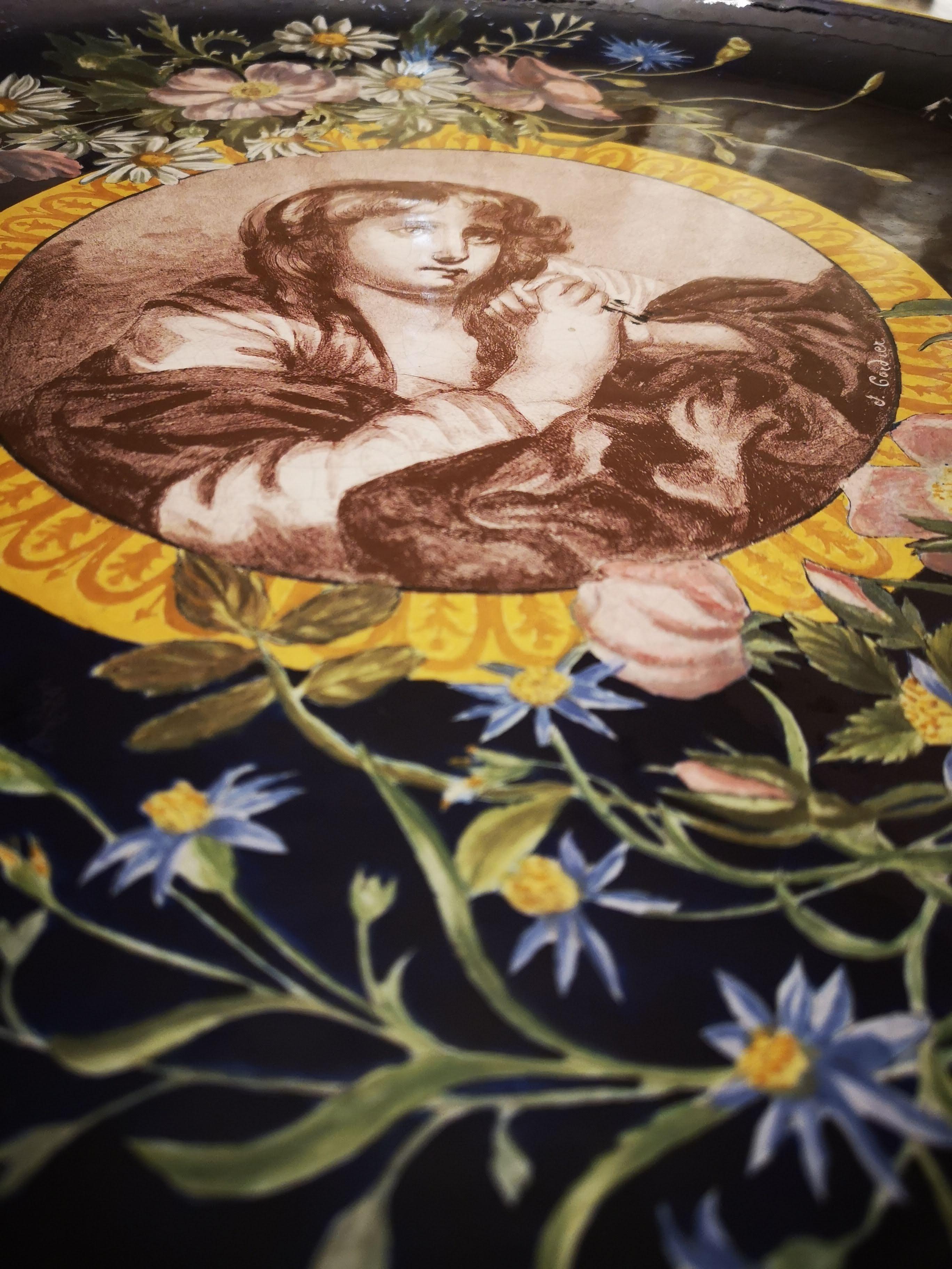 Baroque Plat mural en porcelaine bleue d'après Greuze, Vincennes, 18ème siècle en vente