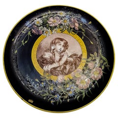 Piatto da parete in porcellana blu di Greuze, Vincennes, XVIII secolo