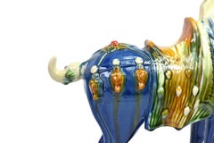 Blue Pottery Horse, Chinese San Cai Glaze