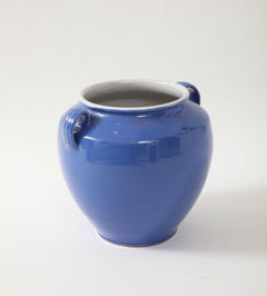 Blue Pottery Urn with Handles, France mid 20th C.