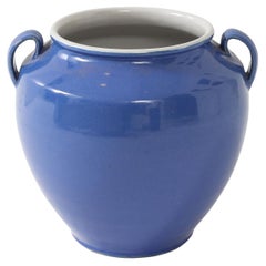 Blue Pottery Urn with Handles, France mid 20th C.