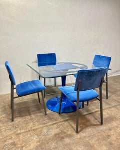 Base de table ronde en acier poudré bleu