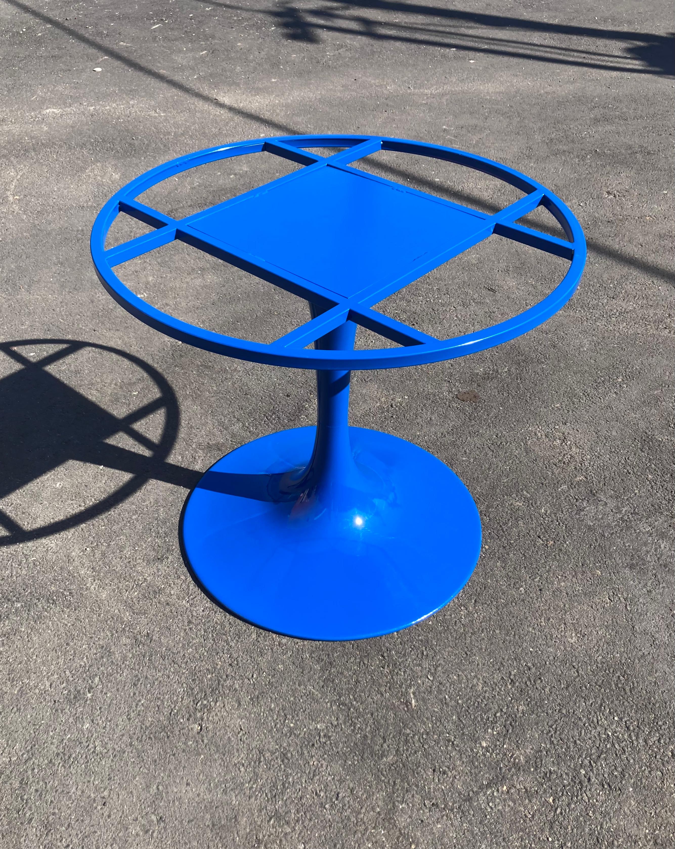 American Blue Powder-Coated Steel Round Table Base For Sale