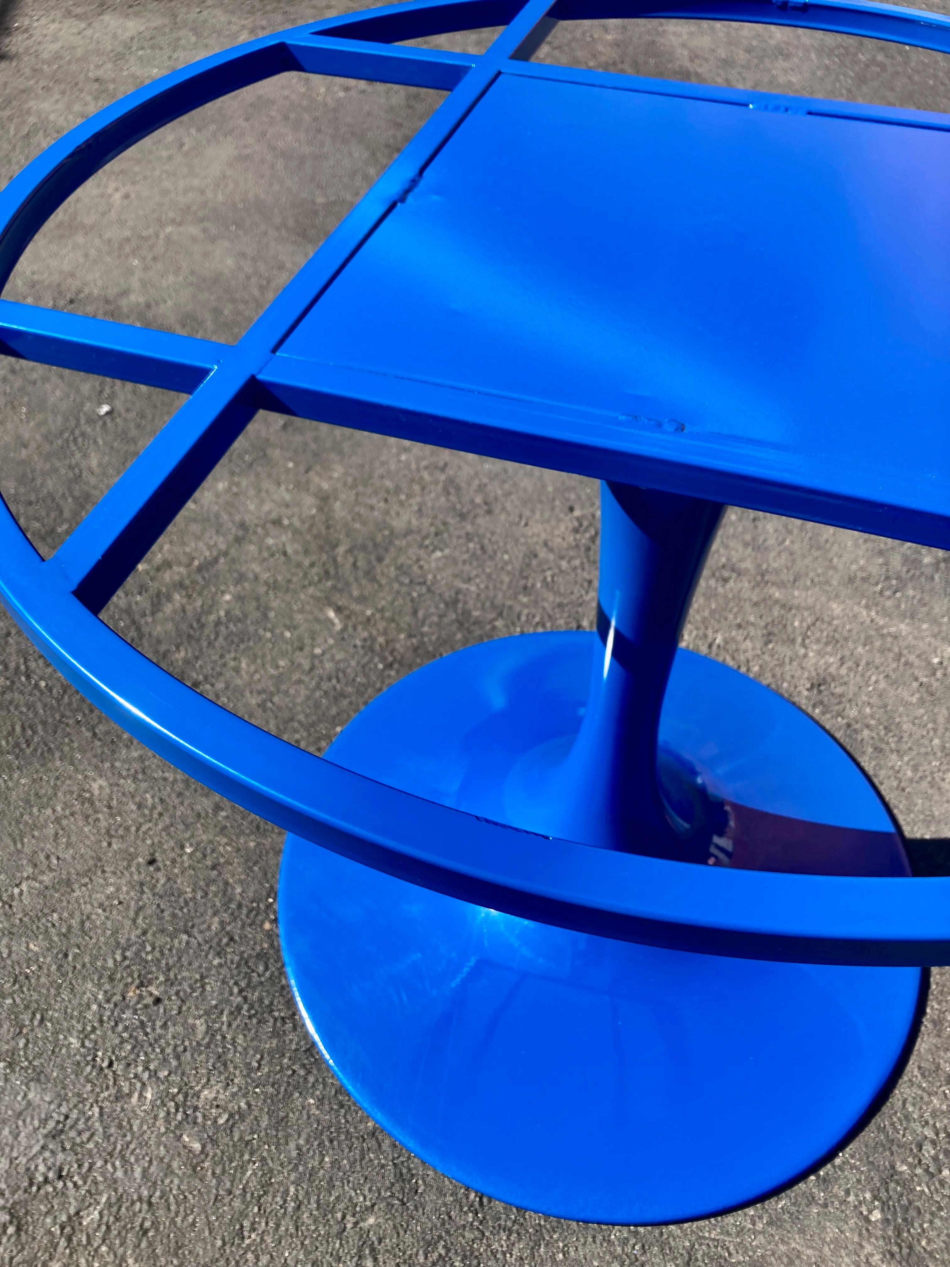 Contemporary Blue Powder-Coated Steel Round Table Base For Sale