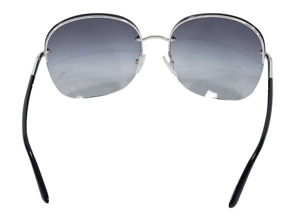 Gray Blue Prada Frameless Square Sunglasses