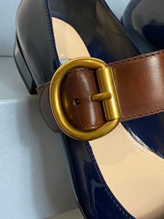 Blue Prada varnish ballerina flats