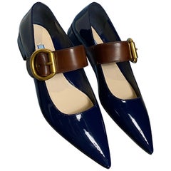 Blue Prada varnish ballerina flats