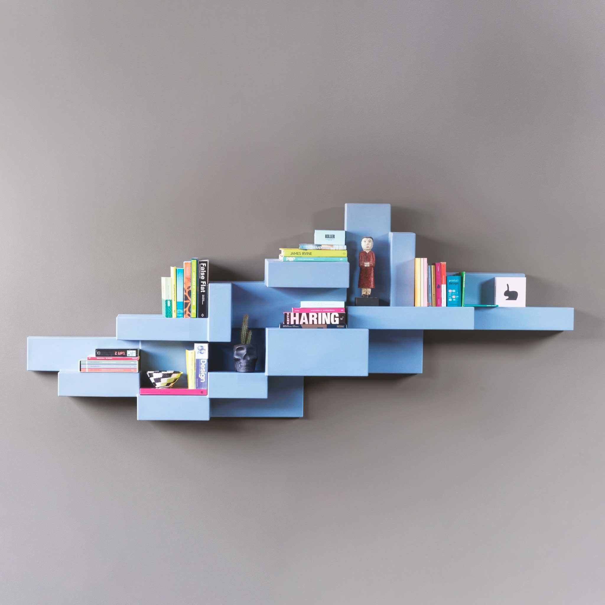 Modern Blue Primitive Bookshelf by Studio Nucleo, Made in Italy For Sale