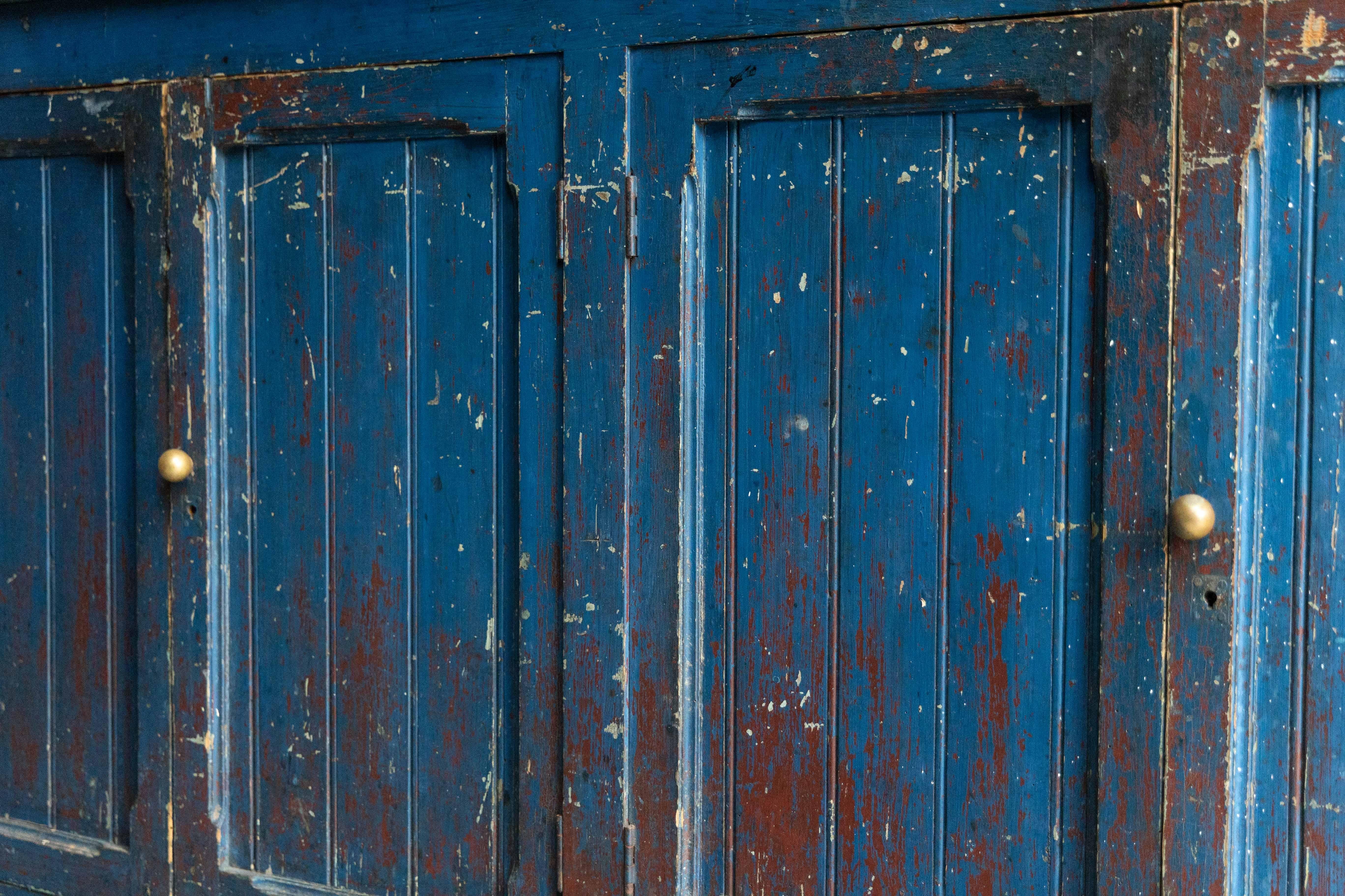 XIXe siècle Dressoir d'art populaire primitif bleu, France, 19ème siècle en vente