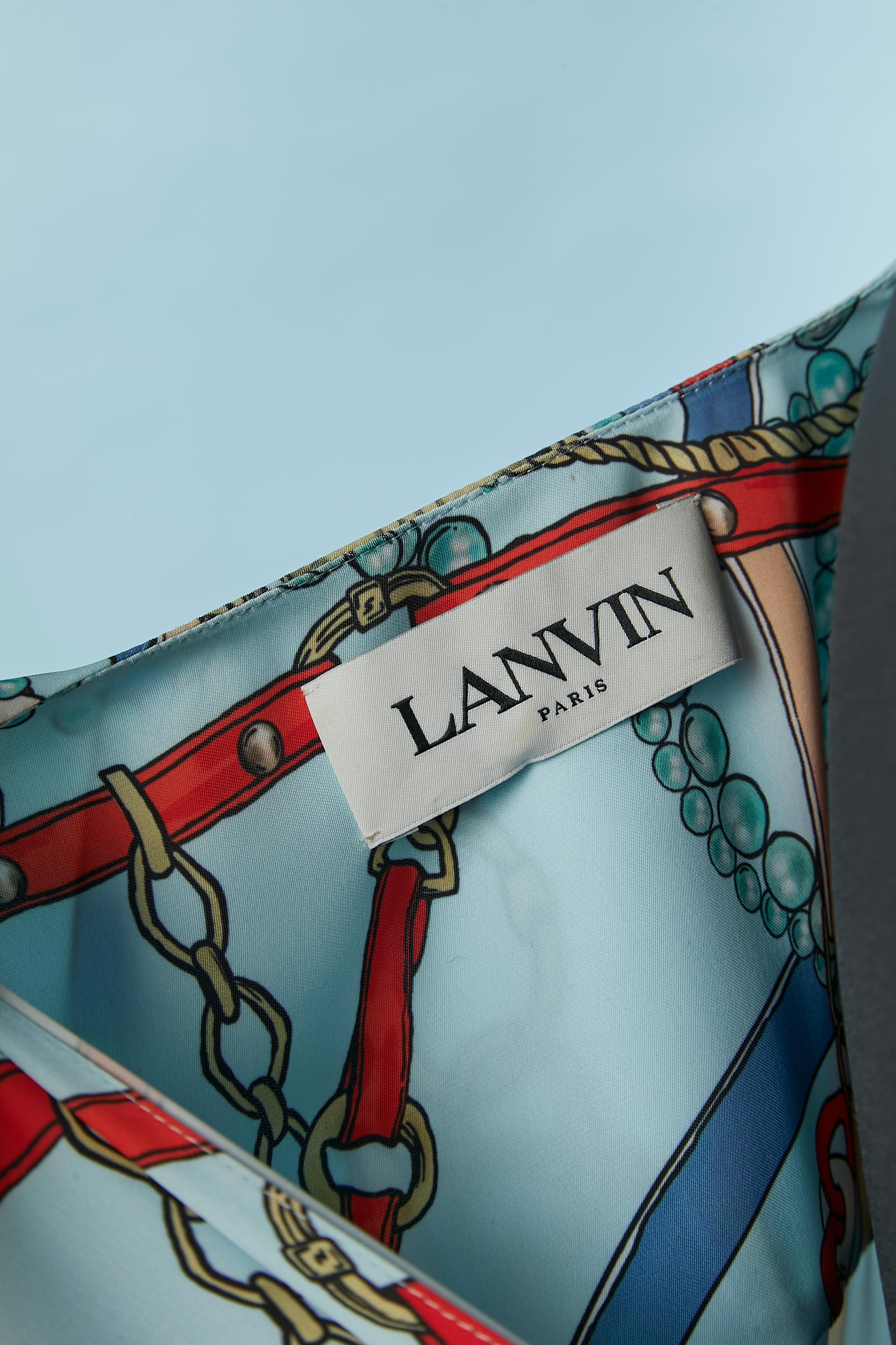 Blaues bedrucktes Wickelkleid Lanvin  im Angebot 8