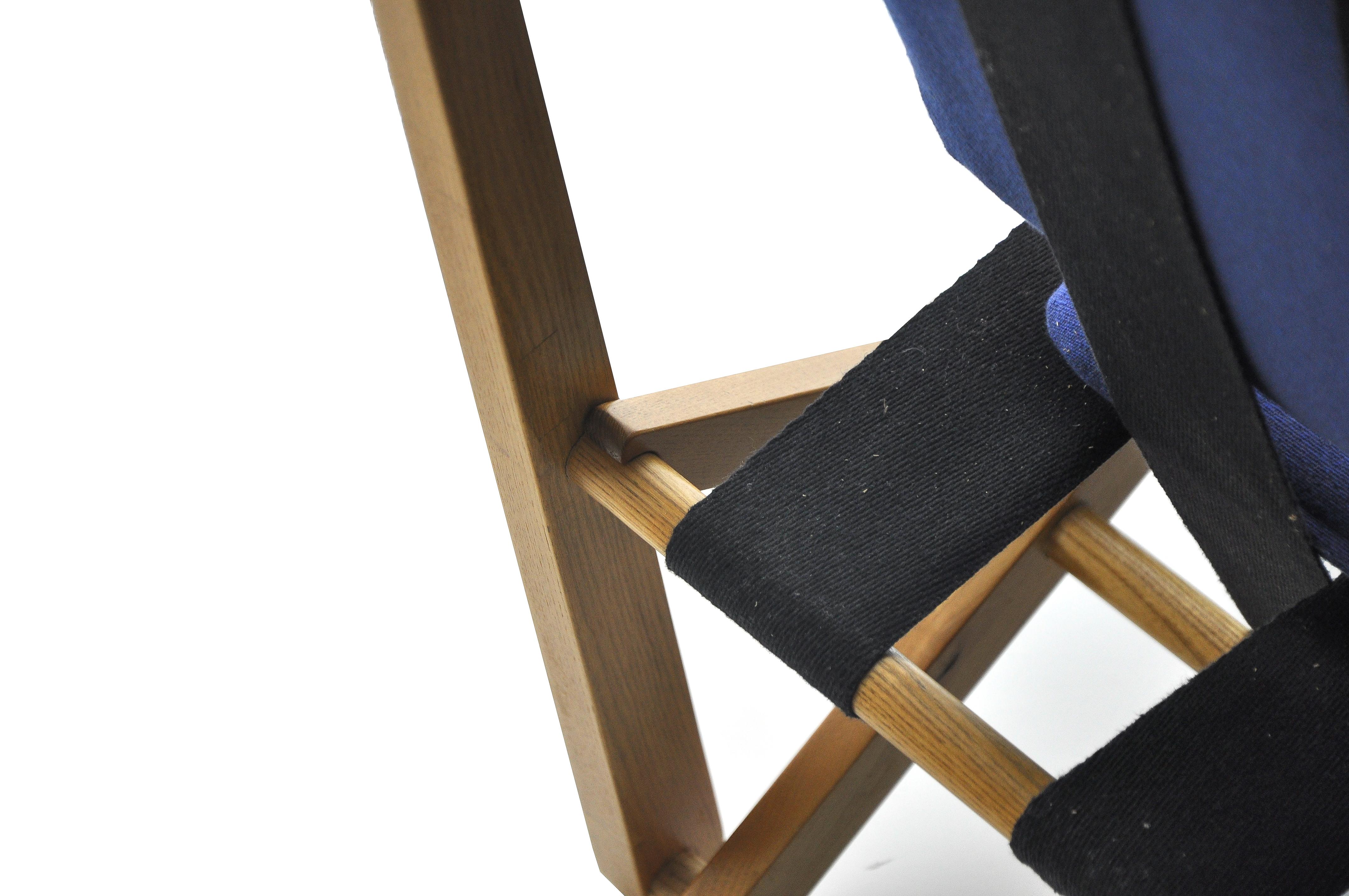 Mid-Century Modern Blue Prototype Folding Chair by Benedikt Rohner for Oswald