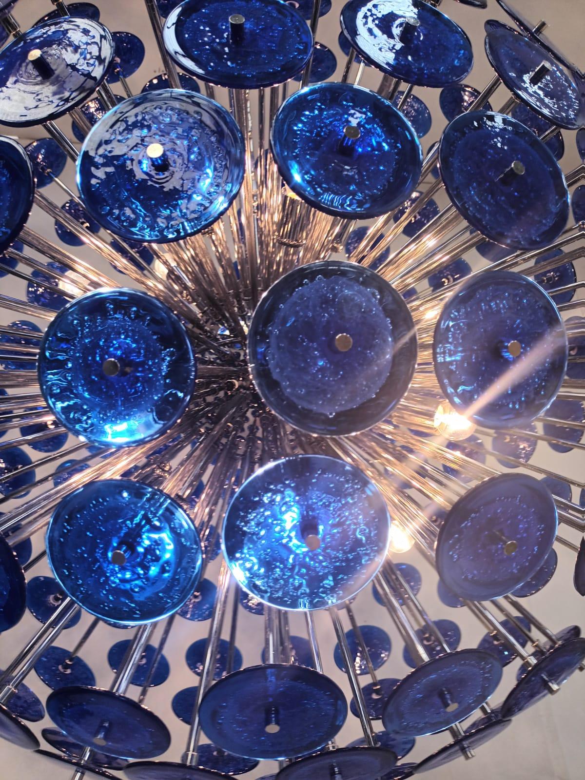 Blue Pulegoso Disco Sputnik Chandelier For Sale 3