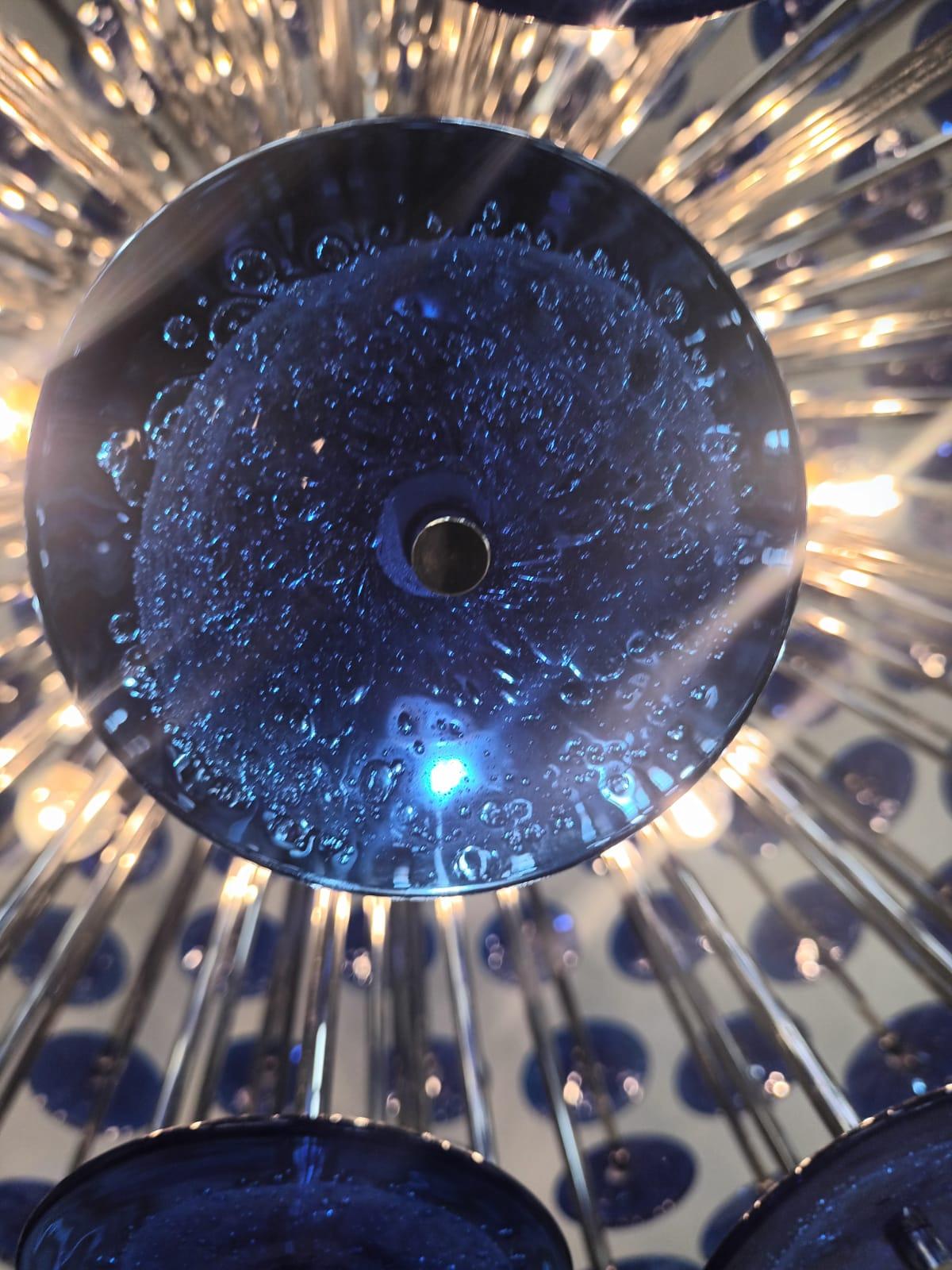 Blue Pulegoso Disco Sputnik Chandelier For Sale 4