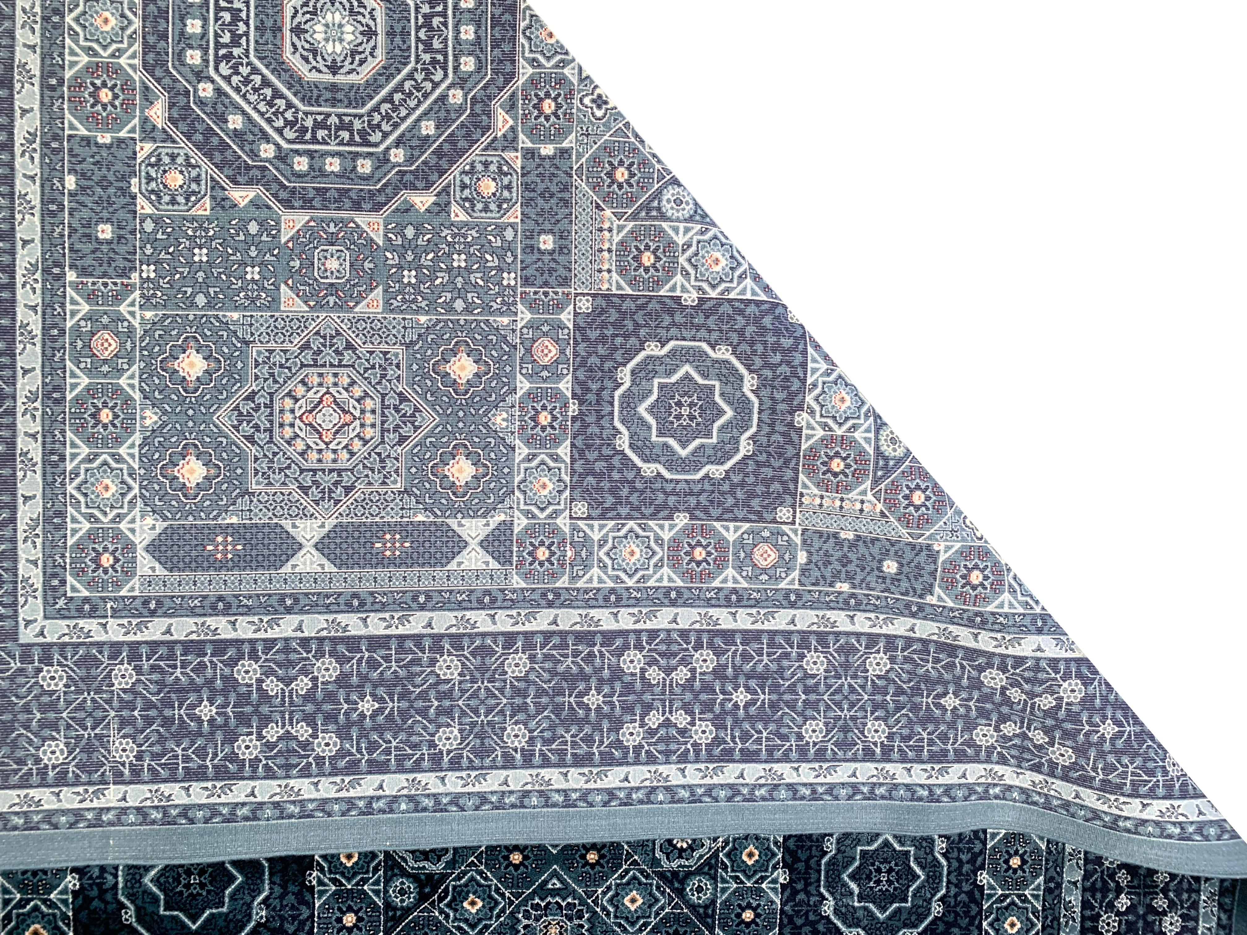 Blauer türkischer Teppich aus reiner Seide, 1000 KPSI im Angebot 1