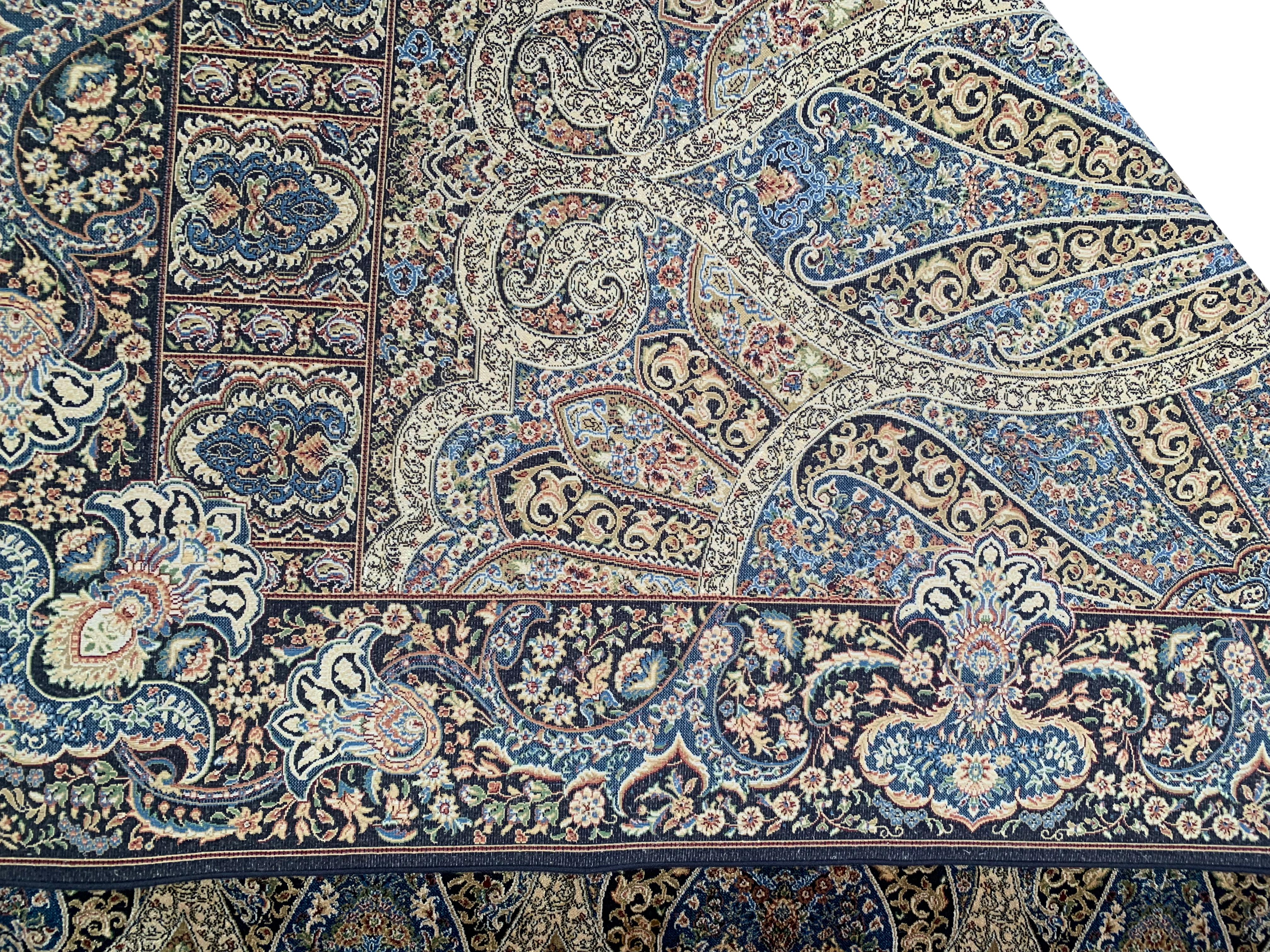 Blue Pure Silk Turkish Rug, 1000 KPSI For Sale 1
