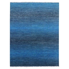 Tappeto orientale blu in pura lana densamente intrecciato della collezione Chiaroscuro annodato a mano