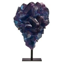 Grappolo di fluorite blu-viola Oggetto decorativo da tavolo
