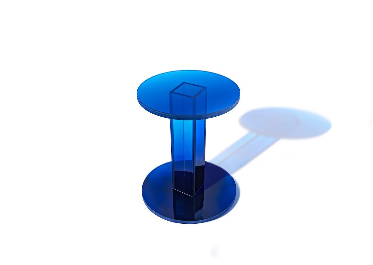 blue side table