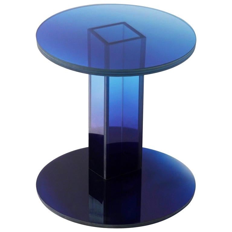 Null Blue Purple Glass Clear Transition Color Side Table Studio Buzao