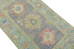 Blue & Purple Handwoven Wool Turkish Oushak Rug 2'10" x 5'