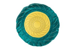 SWIRL BluePurple / NavyBlueYellow by Bethan Laura Wood, Handcrafted Silk Cushion