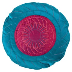 SWIRL BluePurple / NavyBlueYellow by Bethan Laura Wood, Handcrafted Silk Cushion
