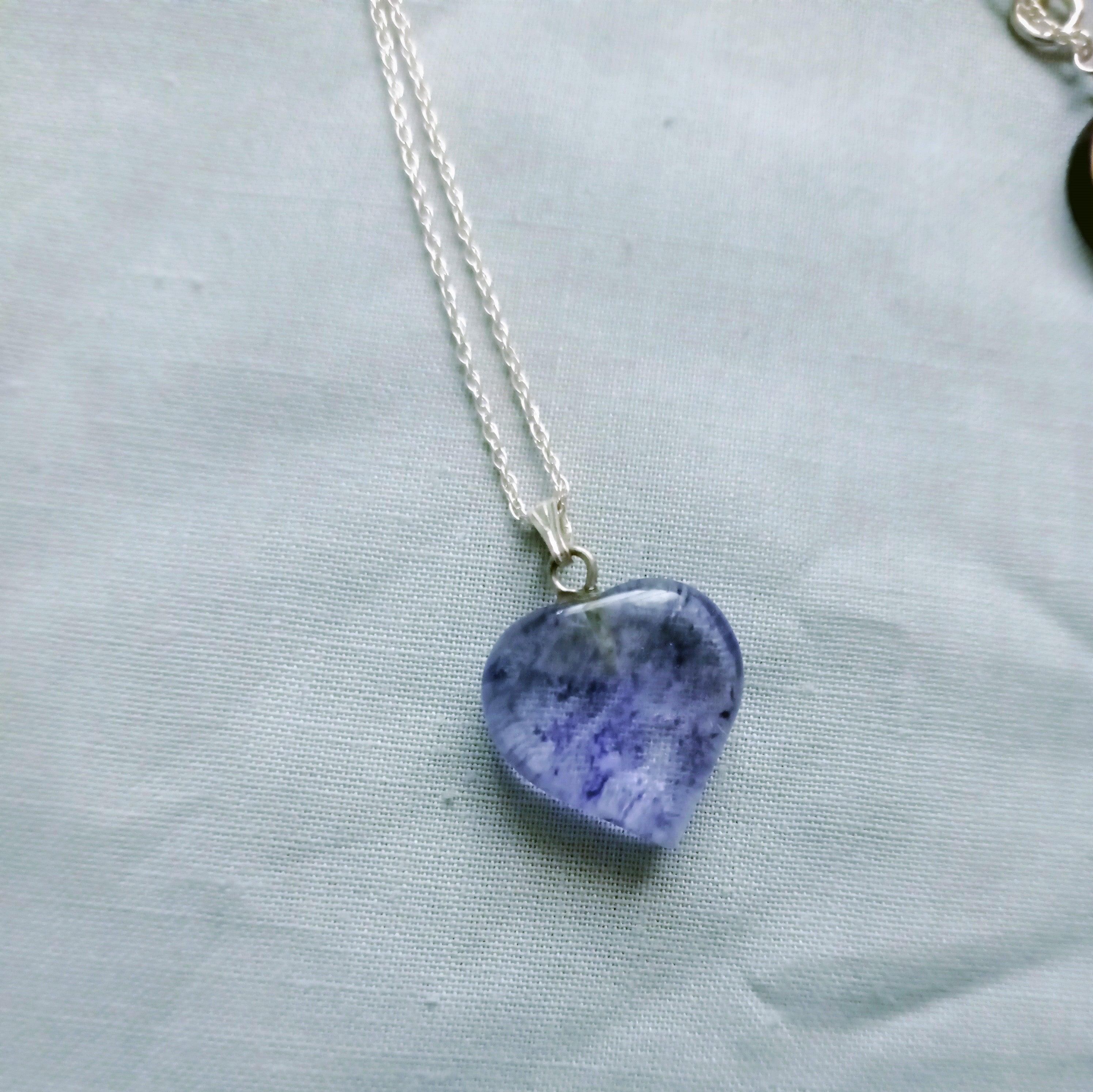 Women's Blue Quartz Necklace, Blueberry Quartz Gemstone, by nlanlaVictory