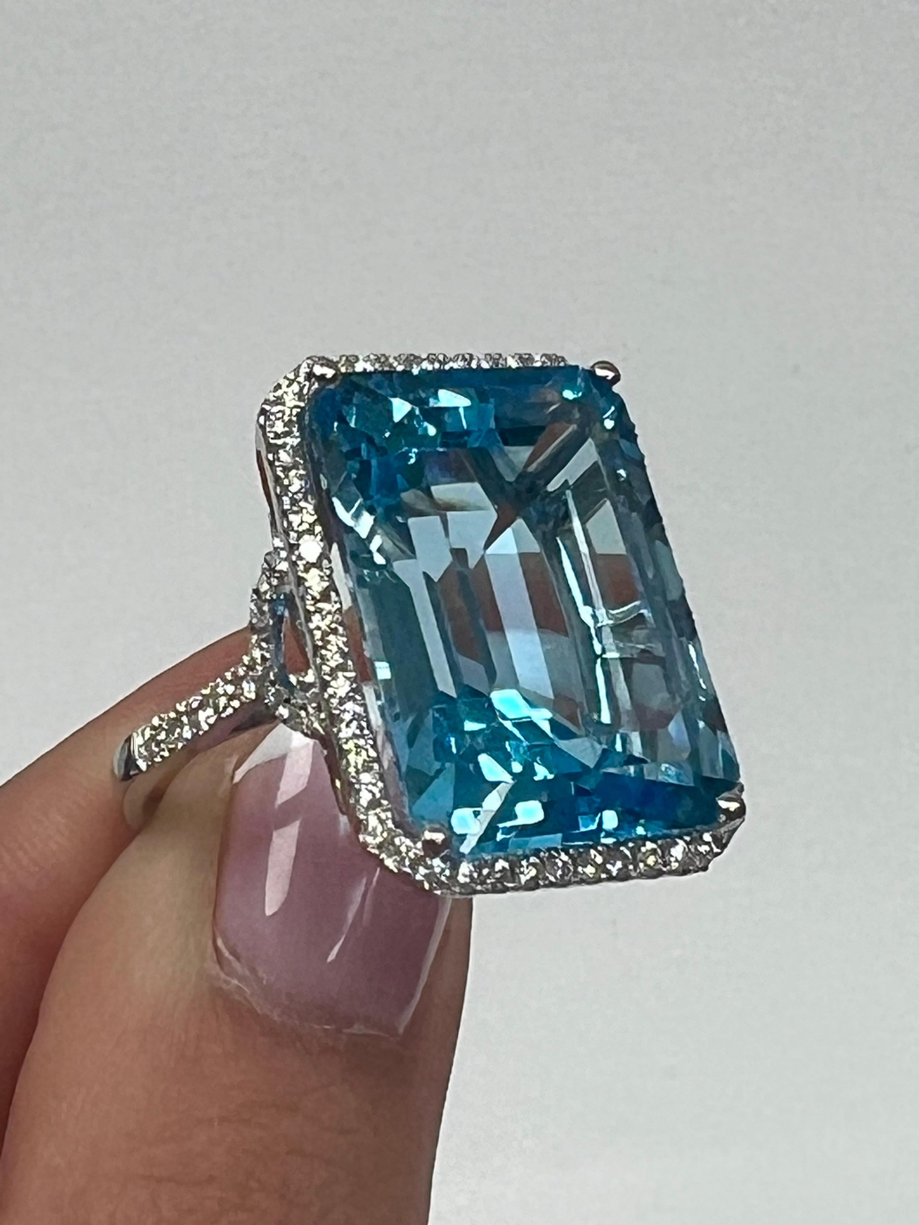 Modern Blue Quartz White Gold Ring For Sale