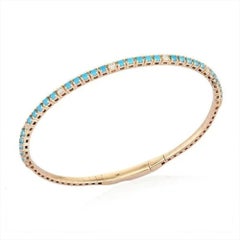 Blue Radiance 14K (or 18k upon request) Yellow Gold Turquoise Accent Bracelet