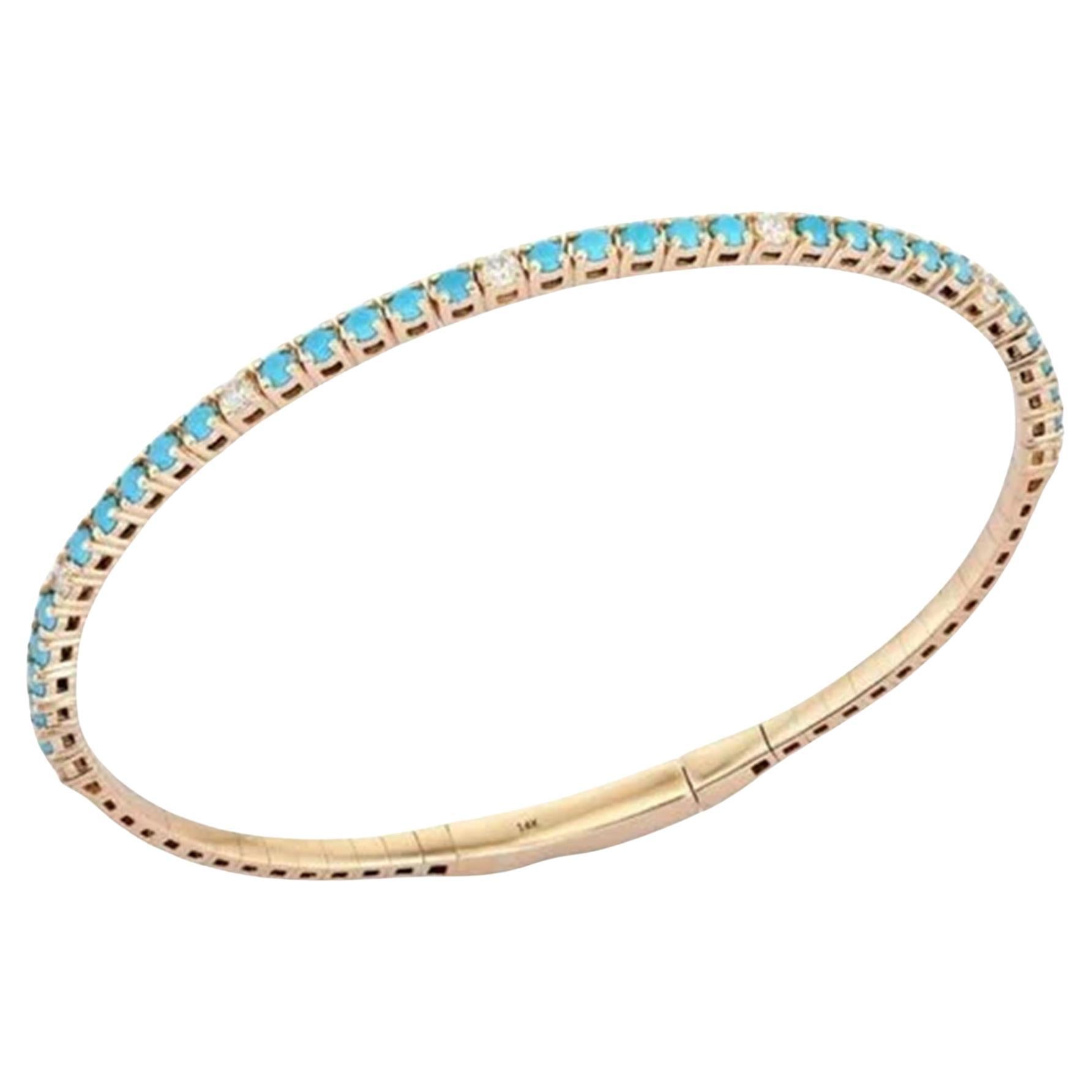 Bracciale Blue Radiance in oro giallo 14 carati (o 18 carati su richiesta) con accenti di turchese