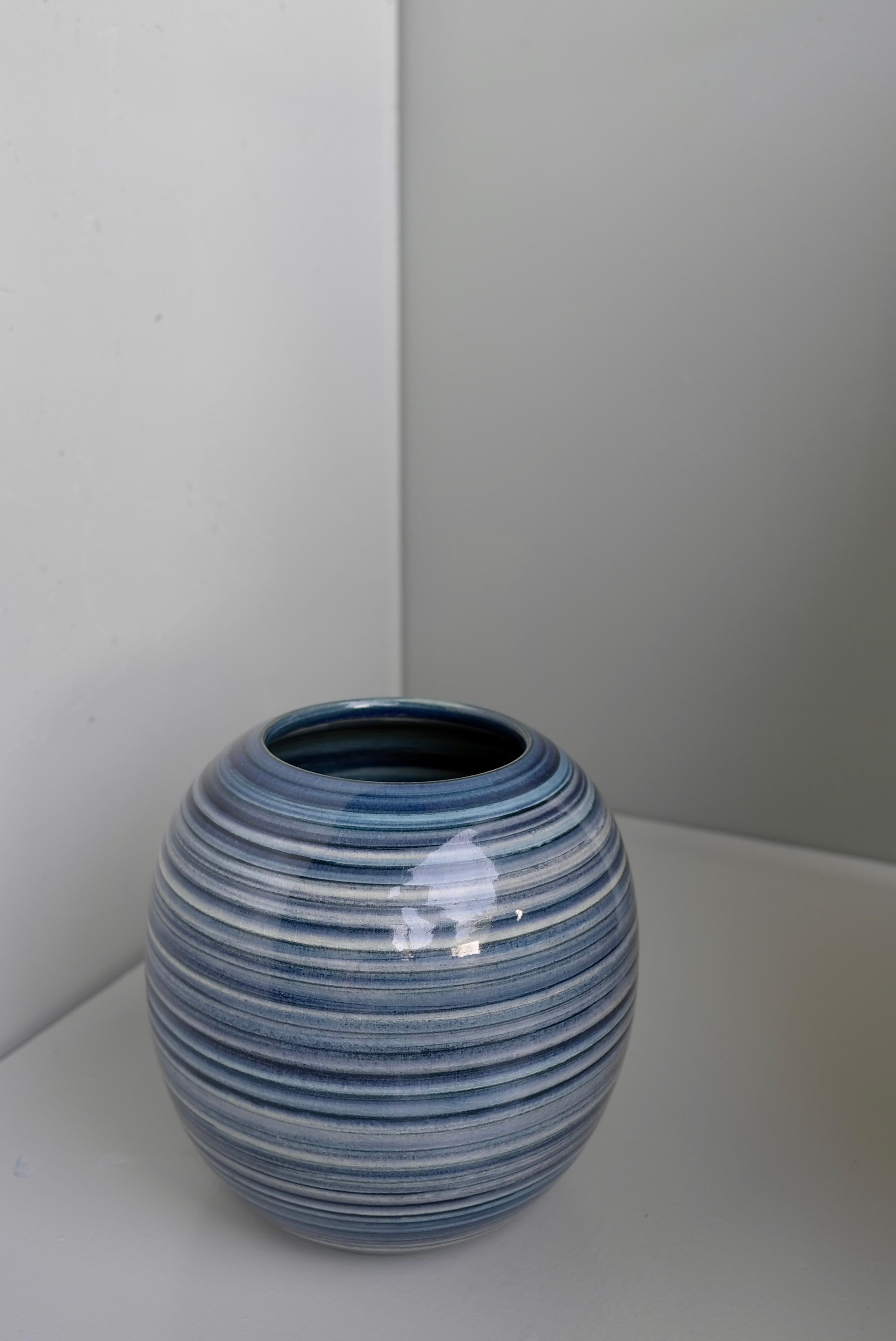 Mid-Century Modern Blue Rainbow Vase by Mobach, The Netherlands 1960's For Sale