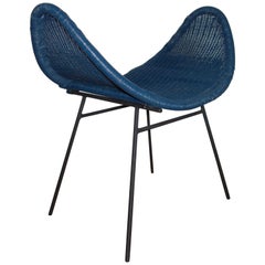 Blue Rattan Pagoda Stool Blue Rattan Pagoda Stool