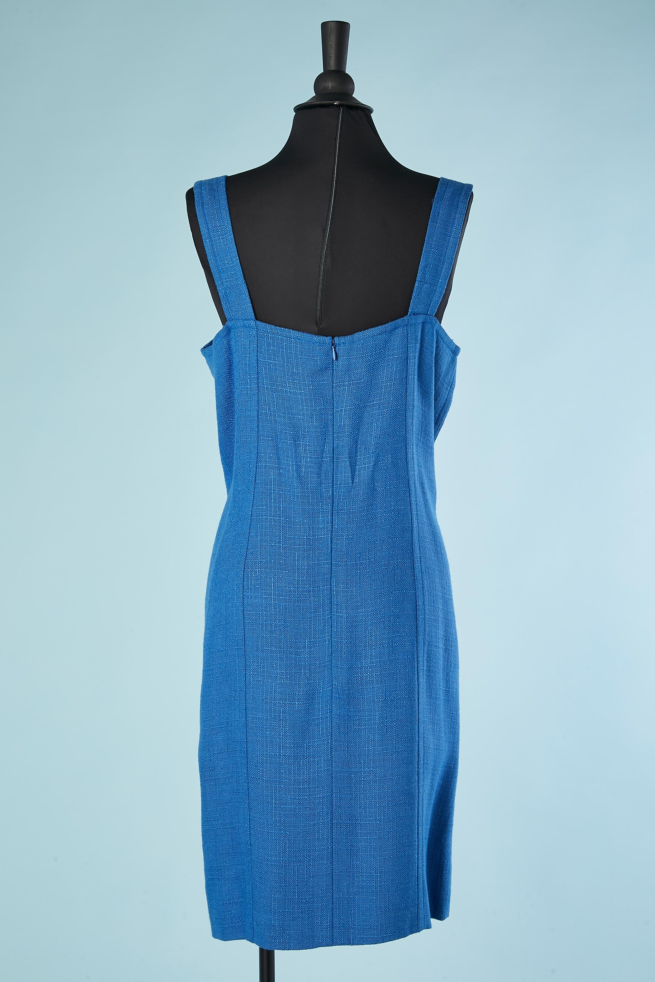 Women's Blue raw silk dress with pockets Yves Saint Laurent Variation 