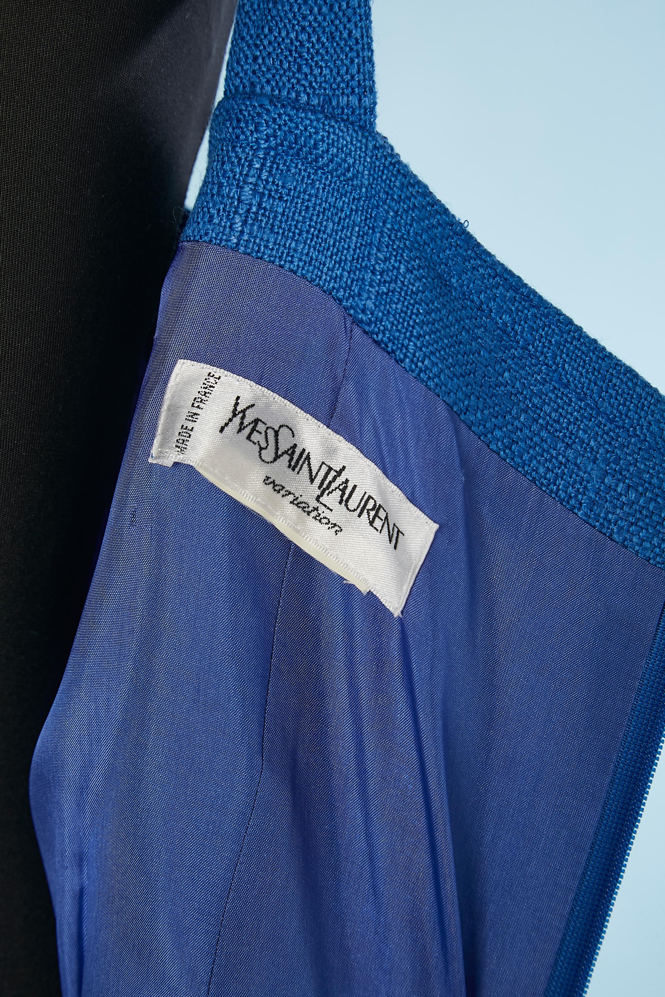 Blue raw silk dress with pockets Yves Saint Laurent Variation  1