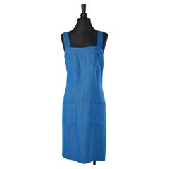 Blue raw silk dress with pockets Yves Saint Laurent Variation 