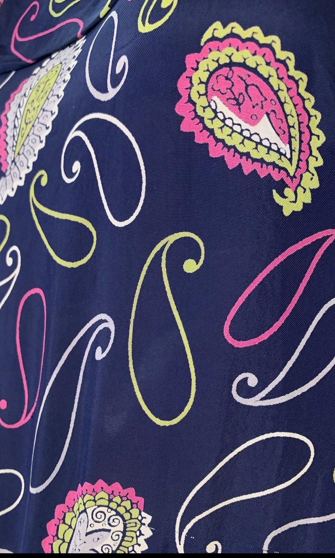 Blue Rayon Paisley Print Dress, 1940s In Excellent Condition For Sale In Los Angeles, CA