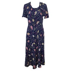 Blue Rayon Paisley Print Dress, 1940s