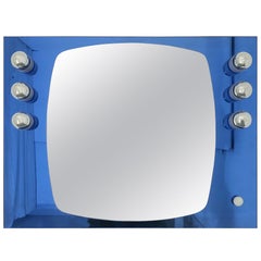 Blue Rectangular Mirror with Lights by Veca