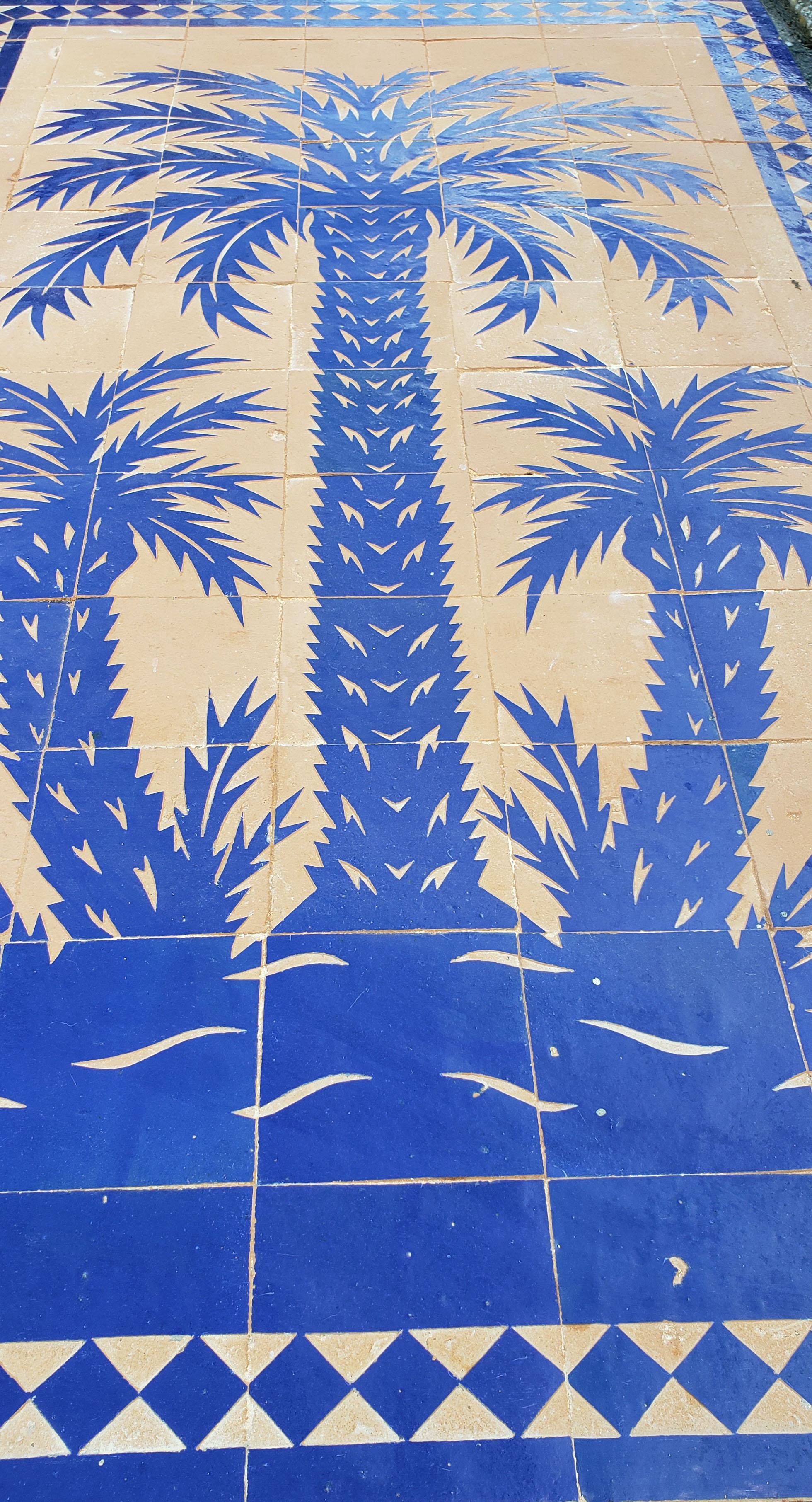 Concrete Blue Rectangular Moroccan Mosaic Dinning or Coffee Table, Tree of Life For Sale