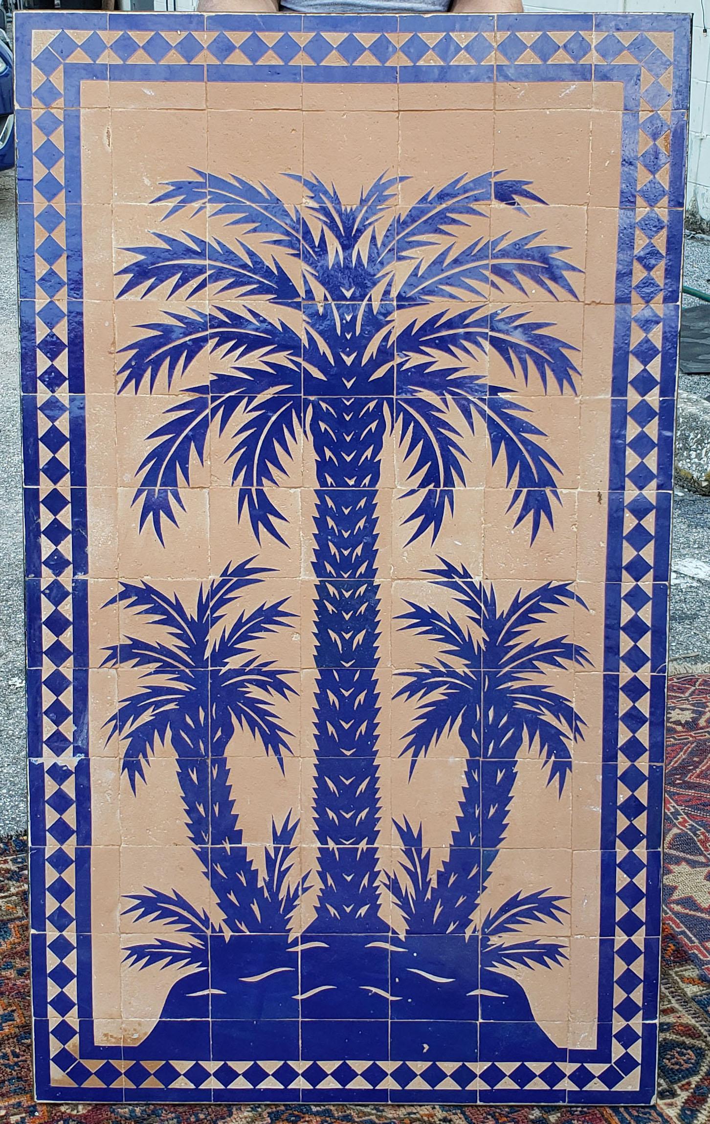 Blue Rectangular Moroccan Mosaic Dinning or Coffee Table, Tree of Life For Sale 1