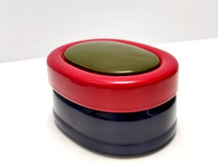 Vide-Poche o caja de cerámica azul, roja y verde militar de Roberta Di Camerino, Italia