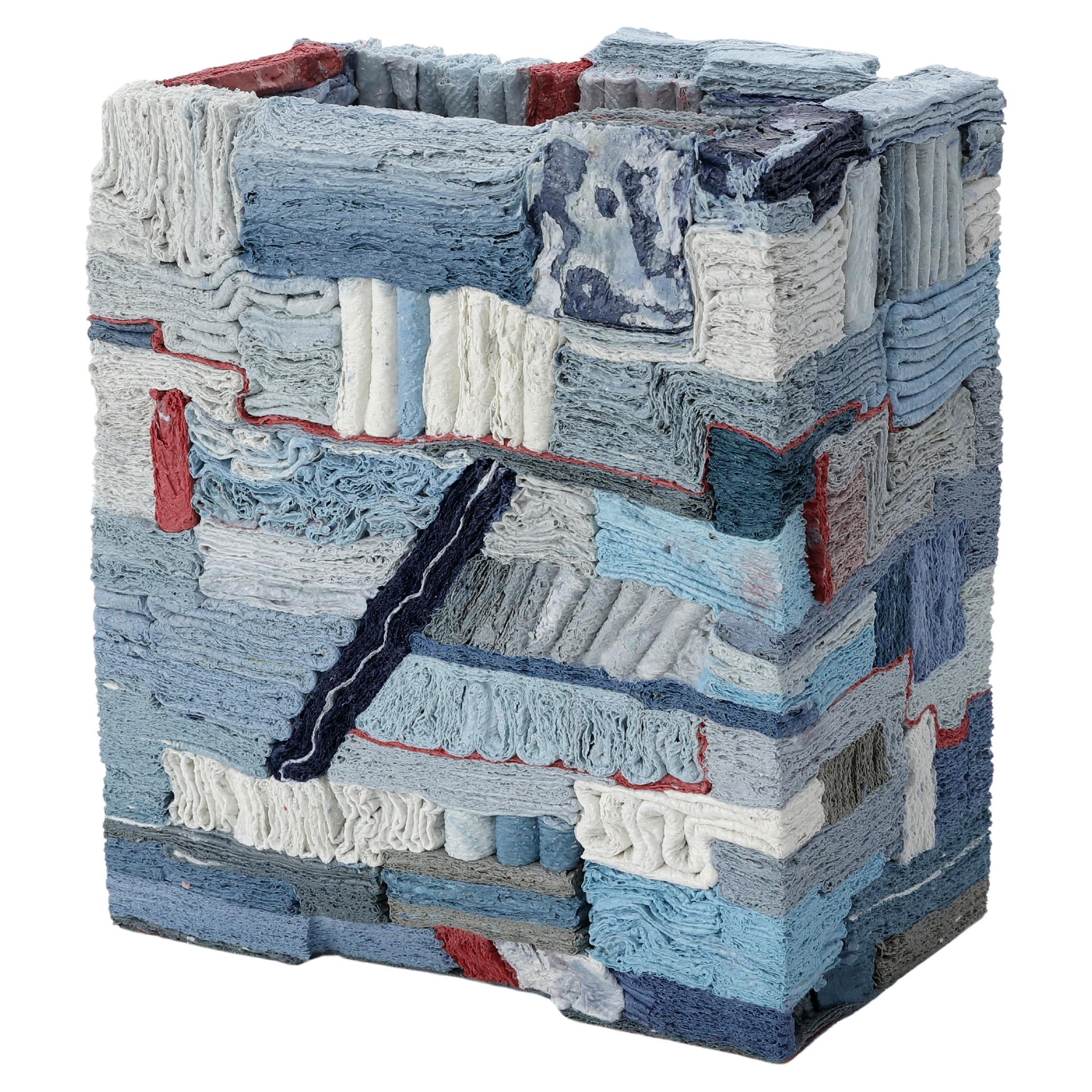 Sculpture contemporaine en couches bleues, rouges et blanches, Jongjin Park