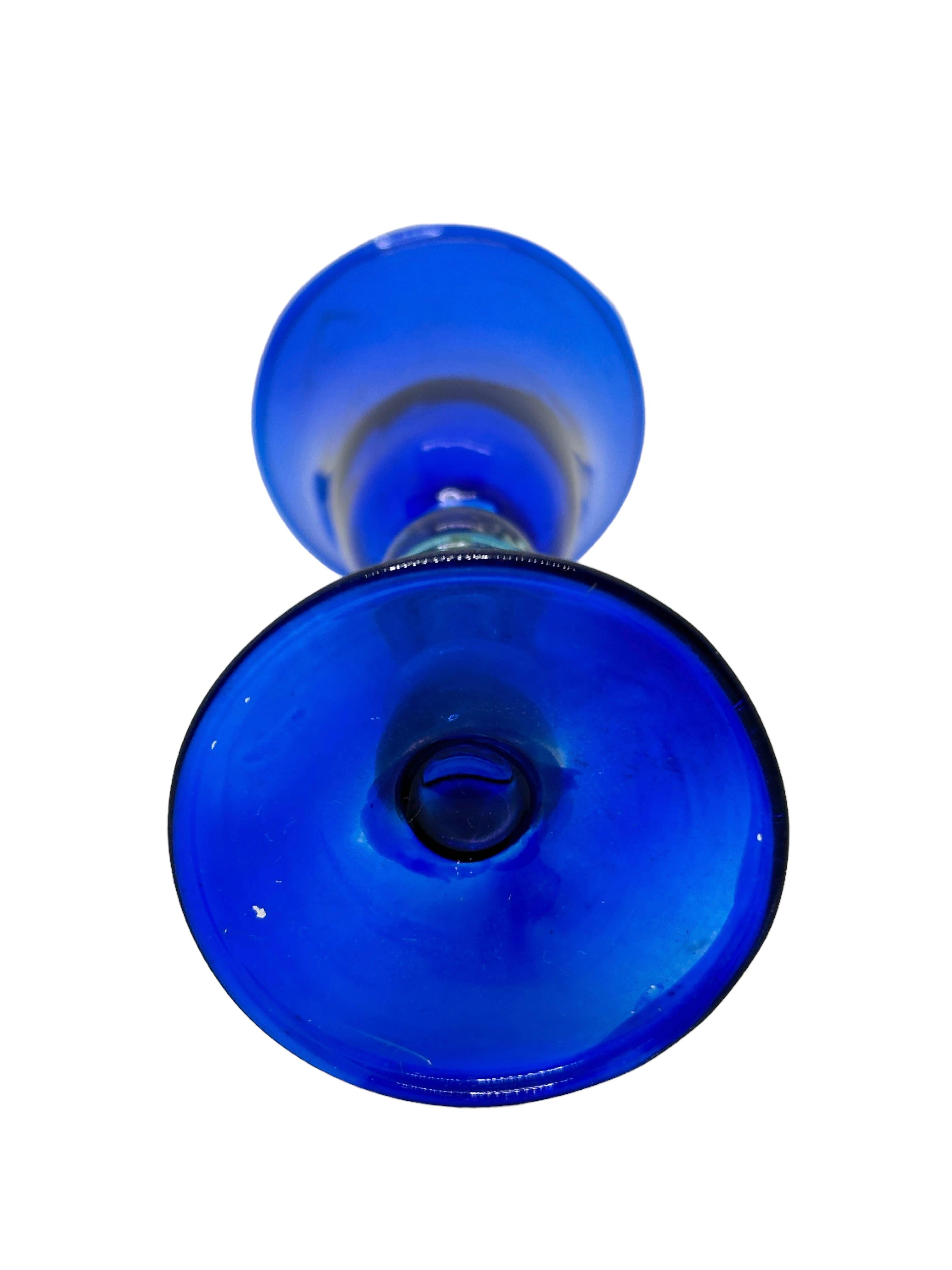 Blau Rot Klar Salviati Murano Glas Likör Kelch, Vintage Italien  im Angebot 3