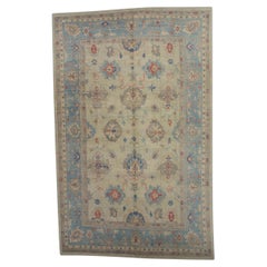 Blue & Red Handwoven Wool Turkish Oushak Rug 9'10" x 15'9"