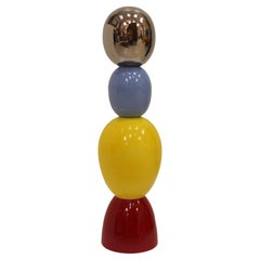 Blau Rot Silber Gelb Totem Entworfen von Alessandro Mendini. Italien
