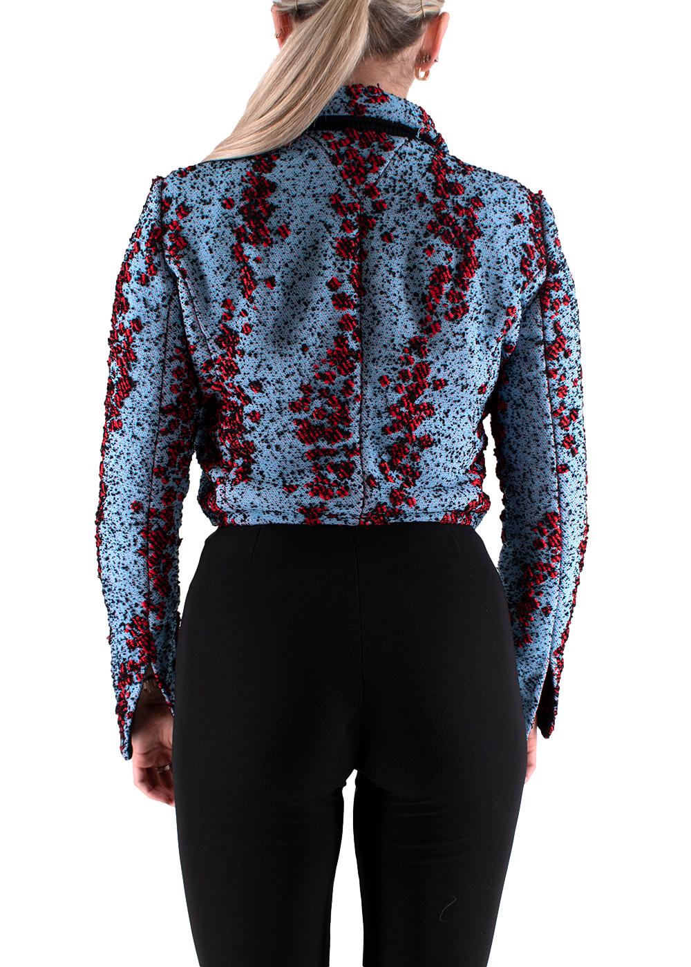 Bottega Veneta Blau & Rot Texturierte Boucle Salon 01 Kurze Jacke - xxs im Angebot 6