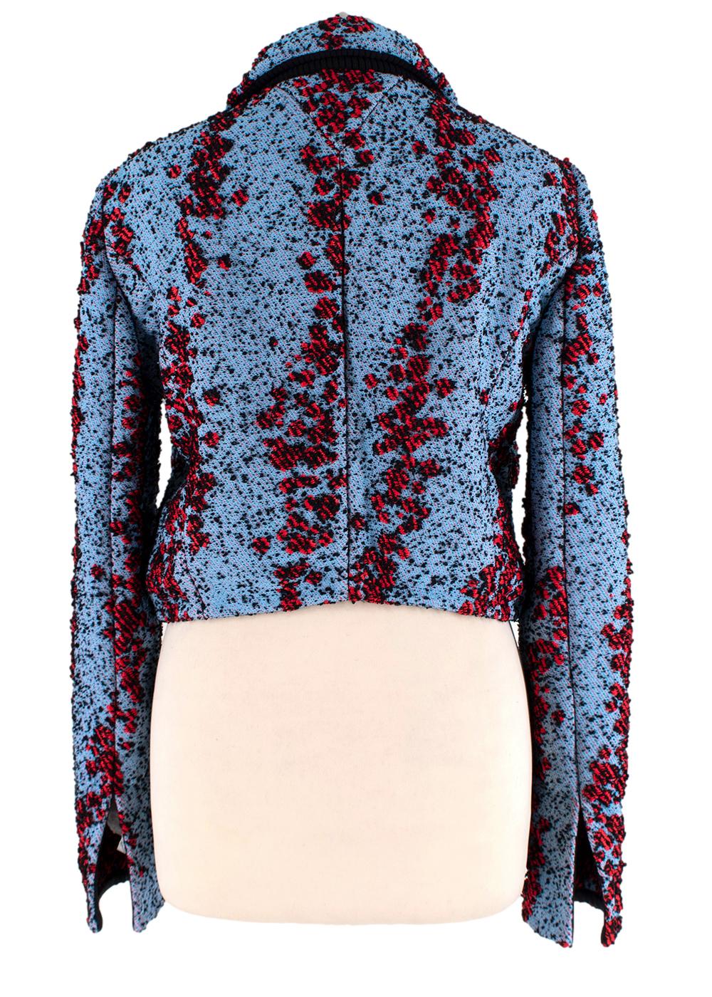 Bottega Veneta Blau & Rot Texturierte Boucle Salon 01 Kurze Jacke - xxs (Schwarz) im Angebot